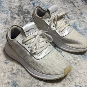 Adidas Cream and White Running Shoes